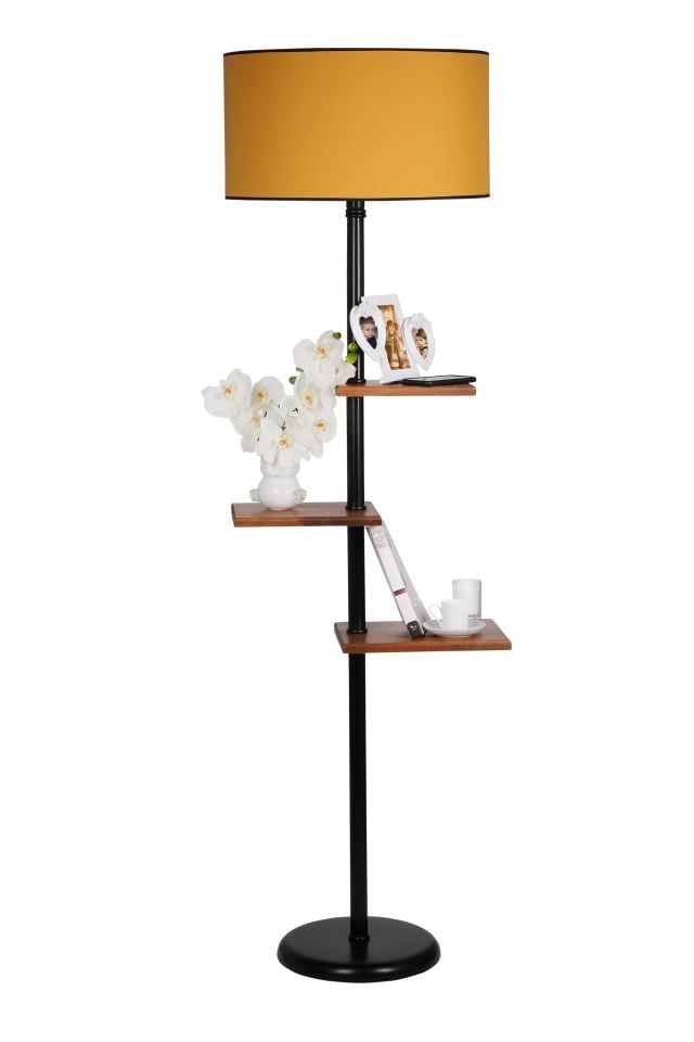 MODA LAMBADER SİYAH SİLİNDİR HARDAL ABAJURLU