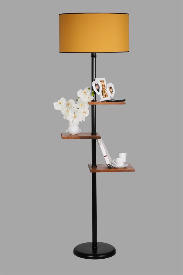 MODA LAMBADER SİYAH SİLİNDİR HARDAL ABAJURLU