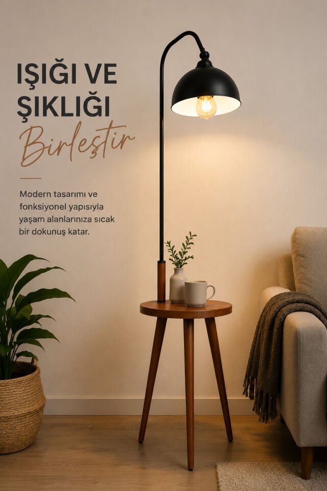 DEMET SEHBALI AHŞAP LAMBADER CEVİZ RETRO 3 BAŞLIKLI
