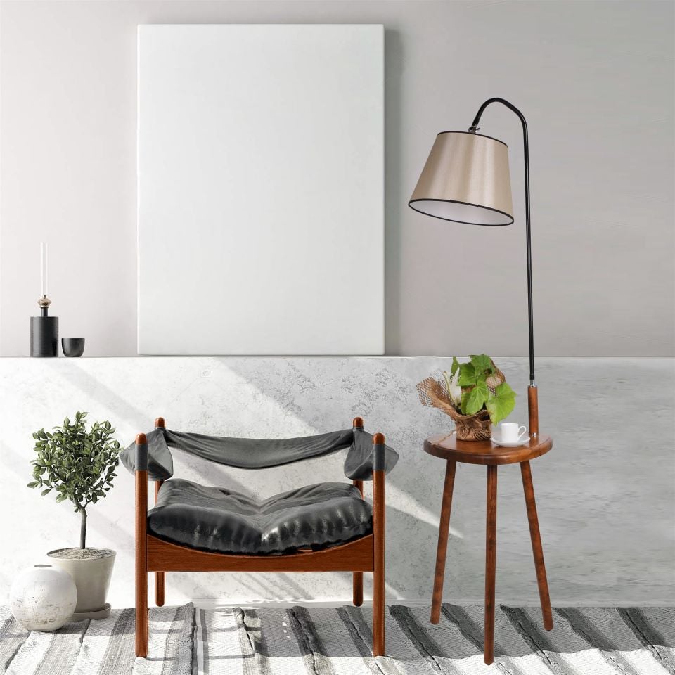 DEMET SEHBALI AHŞAP LAMBADER CEVİZ PRAMİT 15-3 ABAJURLU