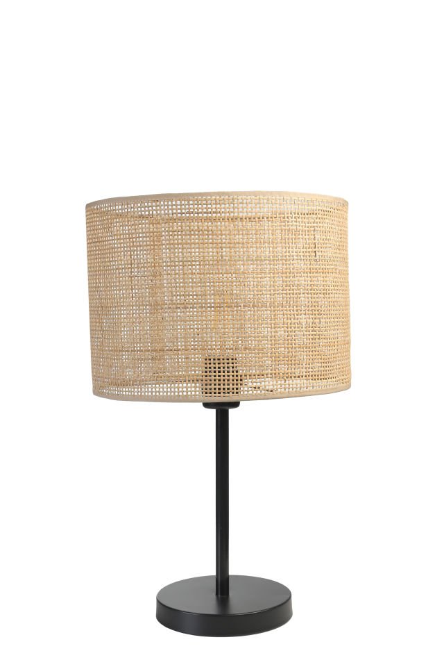 ÖRGÜLÜ RATTAN ABAJURLU MASA LAMBASI SİYAH