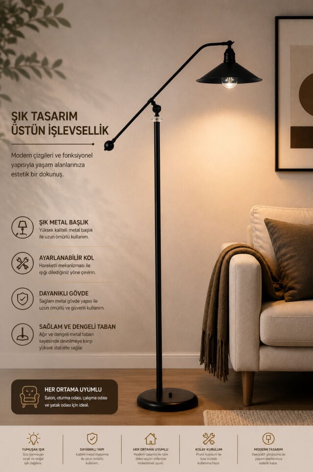 MOKA SİYAH LAMBADER METAL BAŞLIKLI