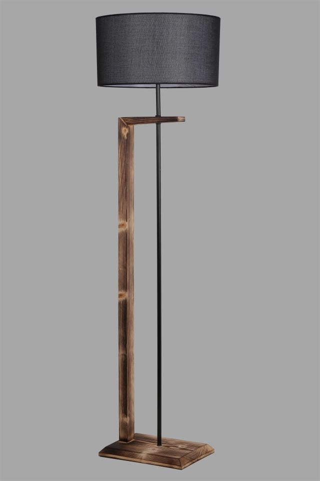 MENEKŞE YANIK AHŞAP LAMBADER SİLİNDİR HASIR SİYAH ABAJURLU