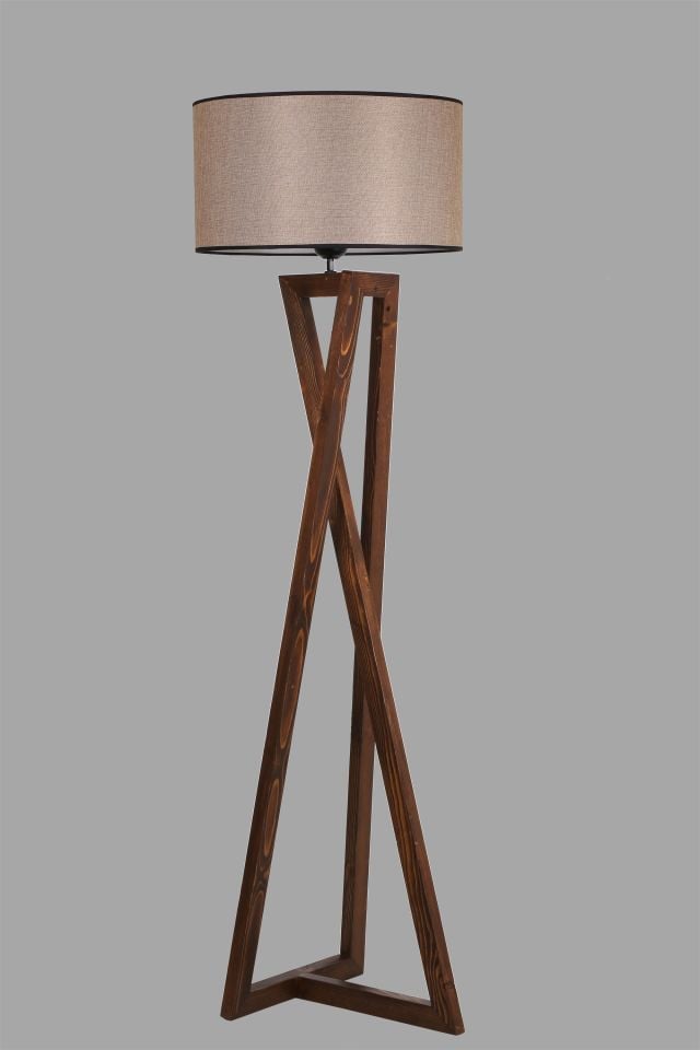 MAÇKA CEVİZ AHŞAP LAMBADER SİLİNDİR KOYU HASIR ABAJURLU