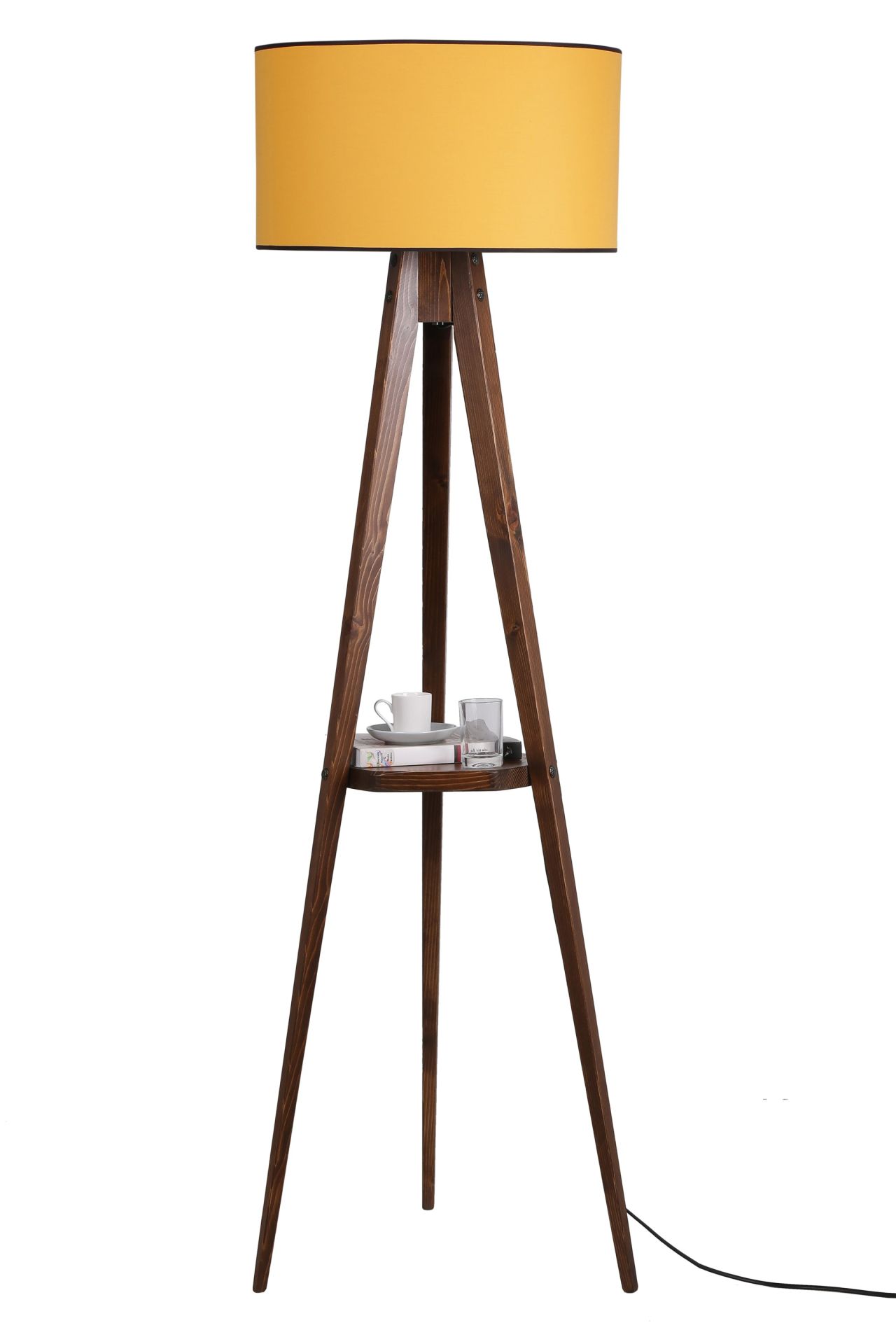 SEHBALI TRİPOD CEVİZ LAMBADER SİLİNDİR HARDAL ABAJURLU