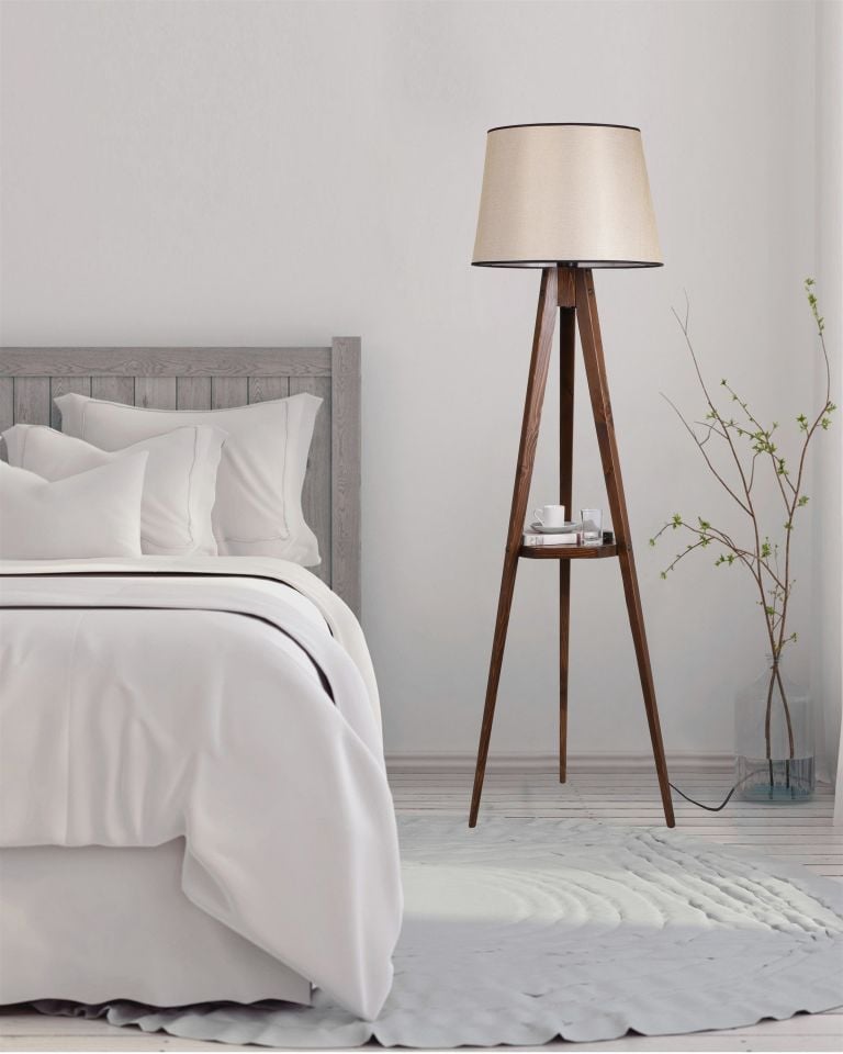 SEHBALI TRİPOD CEVİZ LAMBADER PRAMİT AÇIK HASIR ABAJURLU