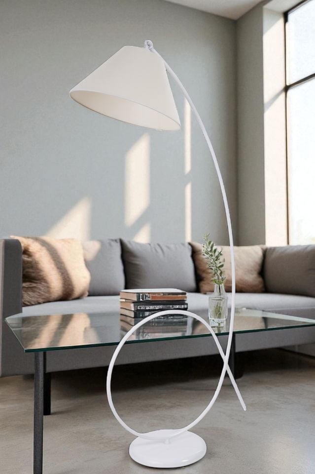 KAYA BEYAZ LAMBADER PRAMİT FİNLİ KREM ABAJURLU