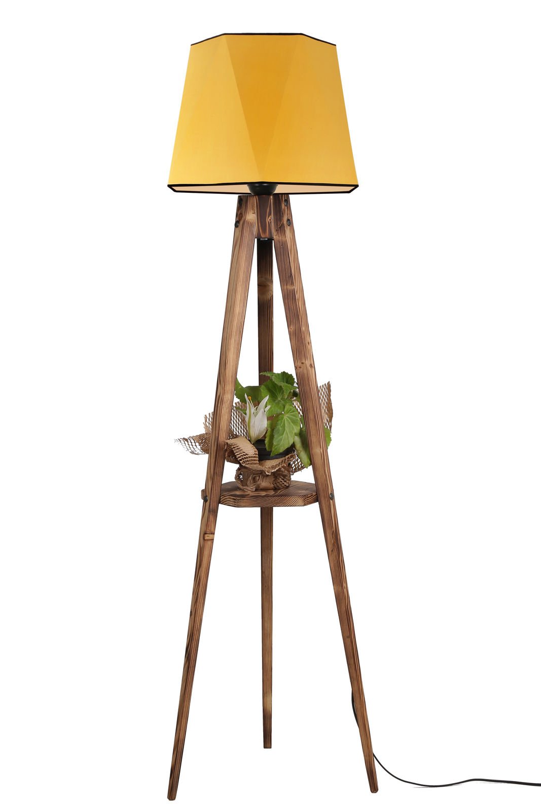 SEHBALI TRİPOD LAMBADER YANIK ALTIGEN HARDAL ABAJURLU