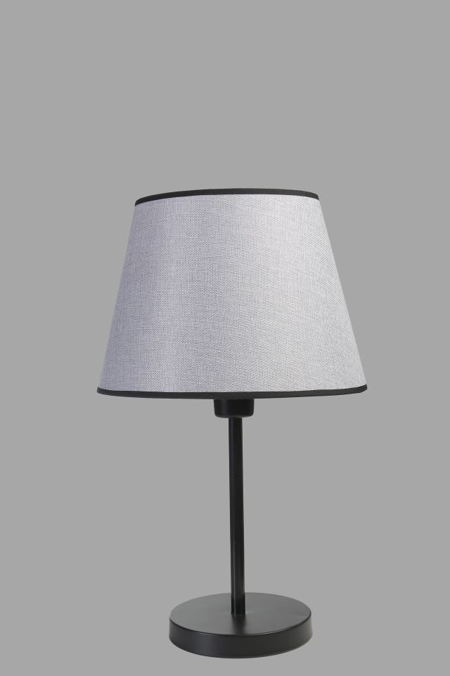 ALA SİYAH PRAMİT HASIR GRİ ABAJURLU MASA LAMBASI