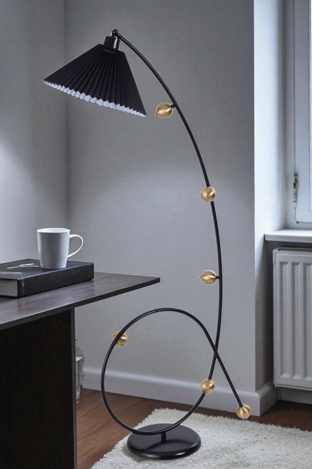 YEKTA SİYAH LAMBADER PİLELİ SİYAH ABAJURLU