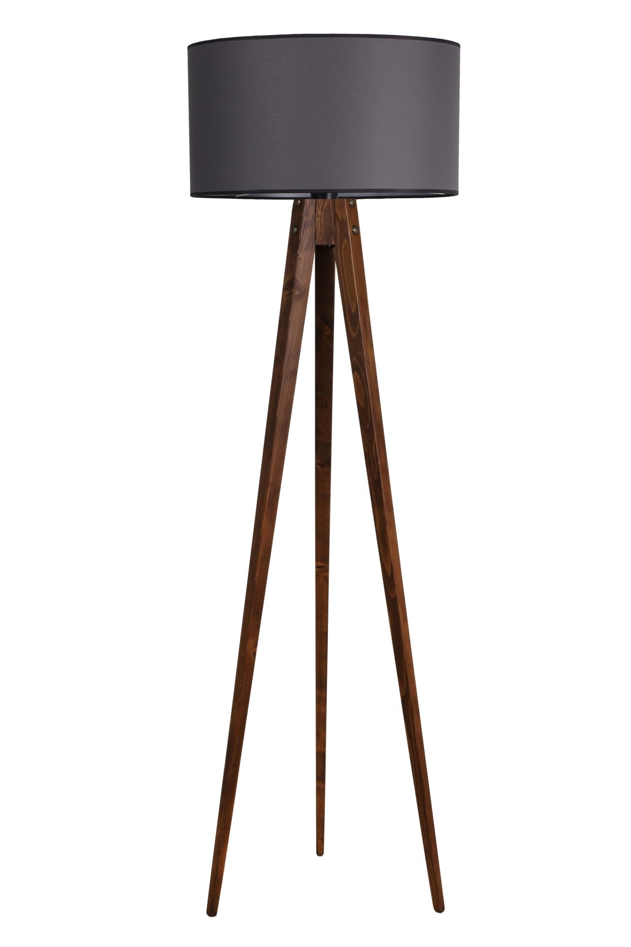 TRİPOD CEVİZ LAMBADER SİLİNDİR KOYU GRİ ABAJURLU