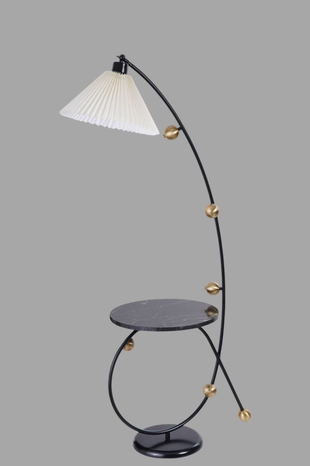 YEKTA SEHBALI SİYAH LAMBADER PİLELİ KREM ABAJURLU