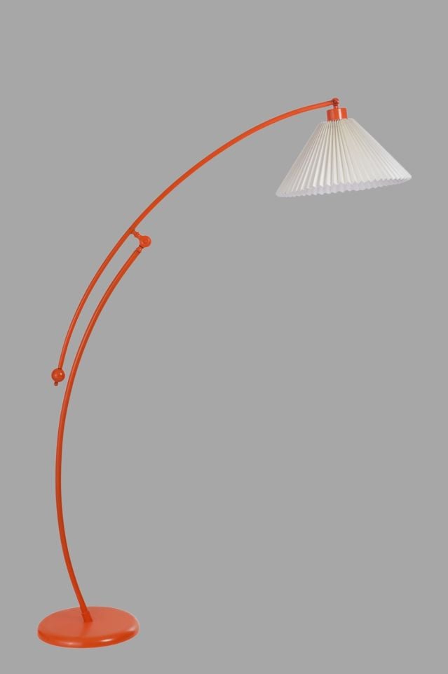 ZÜMRA TURUNCU LAMBADER PİLELİ KREM ABAJURLU