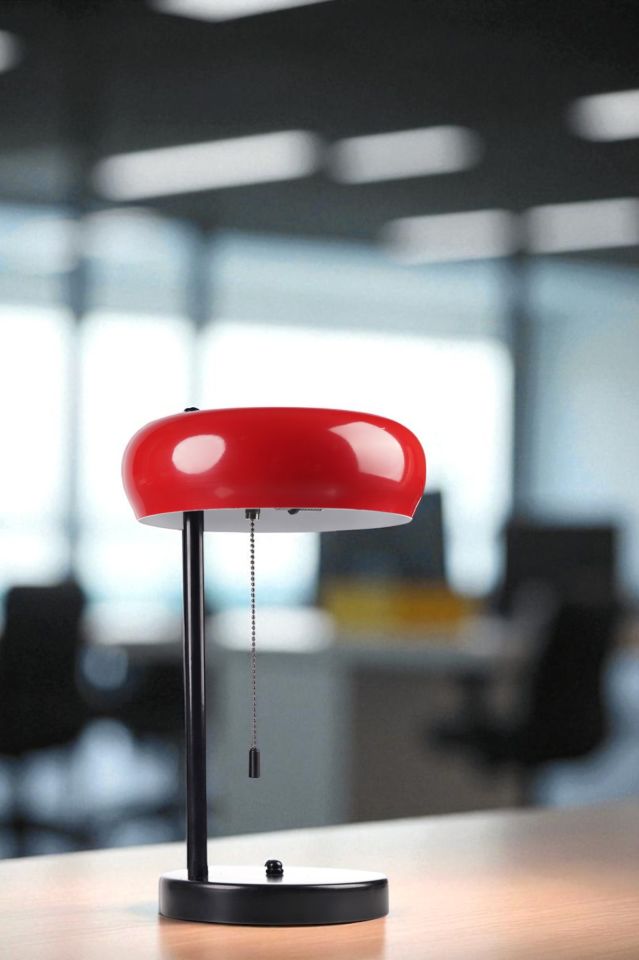 SMİTH SİYAH KIRMIZI BAŞLIKLI MASA LAMBASI