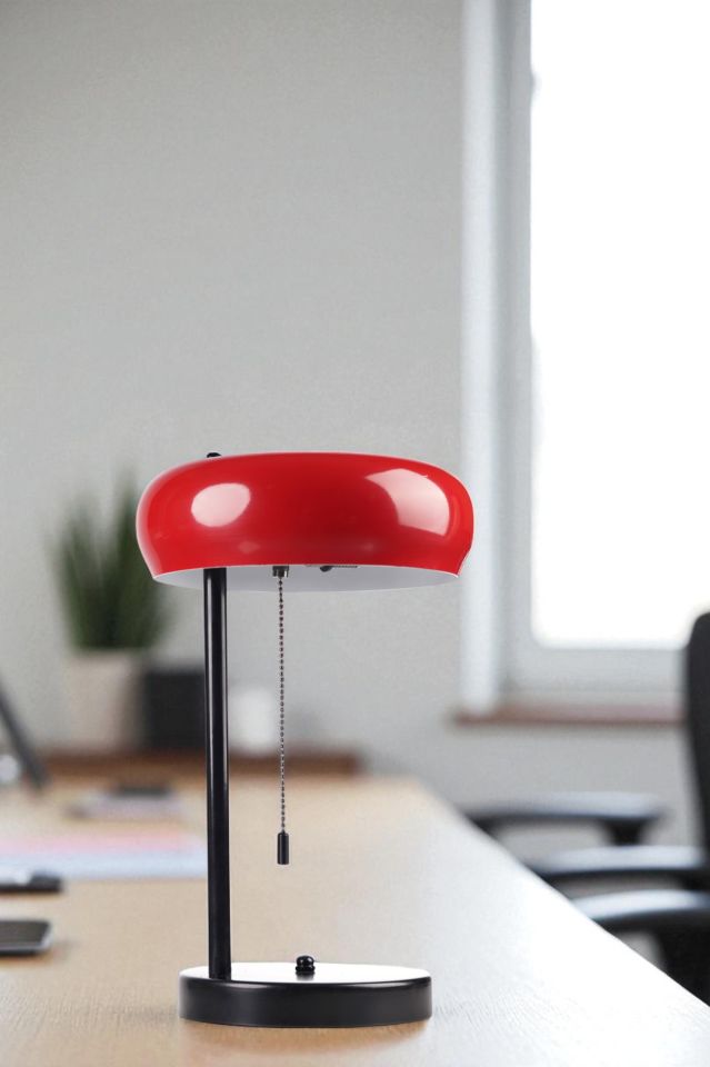 SMİTH SİYAH KIRMIZI BAŞLIKLI MASA LAMBASI