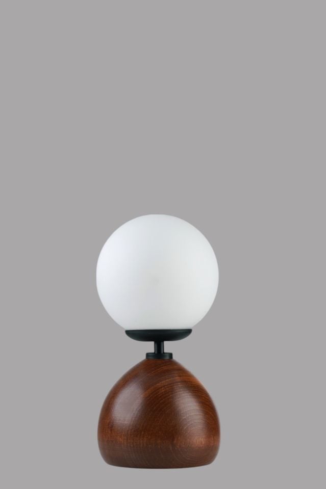 CAMERON CEVİZ BEYAZ CAMLI MASA LAMBASI