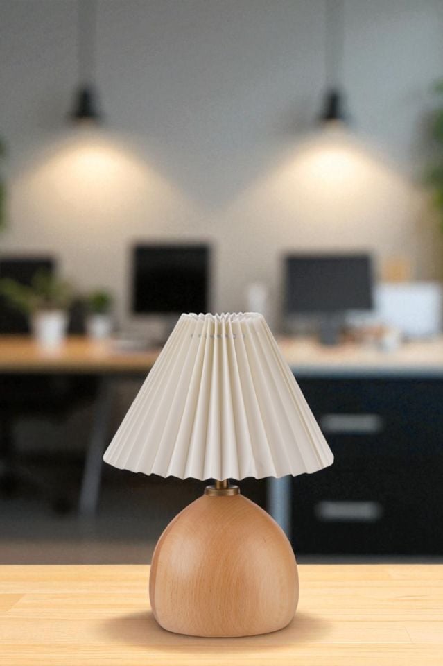 CAMERON NATUREL PİLELİ KREM ABAJURLU MASA LAMBASI