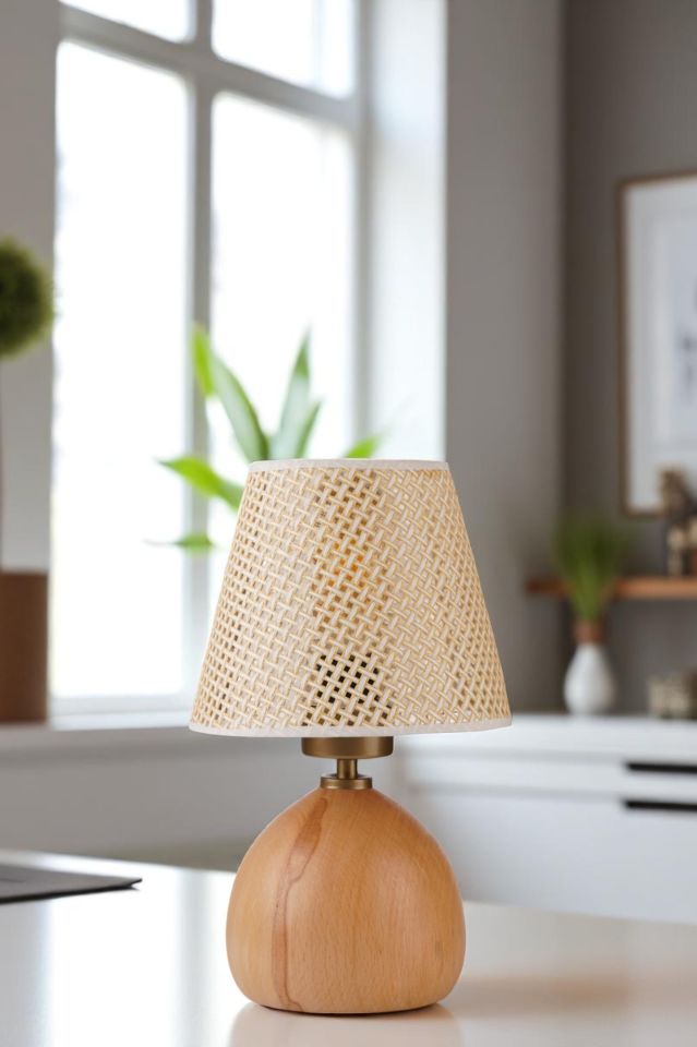 CAMERON NATUREL PETEK ABAJURLU MASA LAMBASI