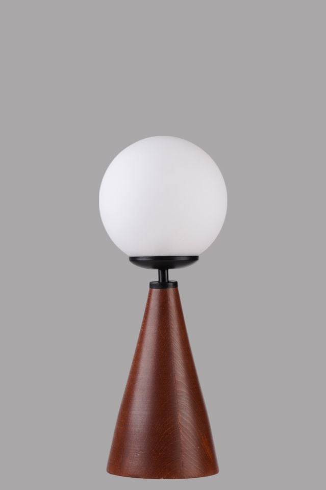 JUNO CEVİZ BEYAZ CAMLI MASA LAMBASI