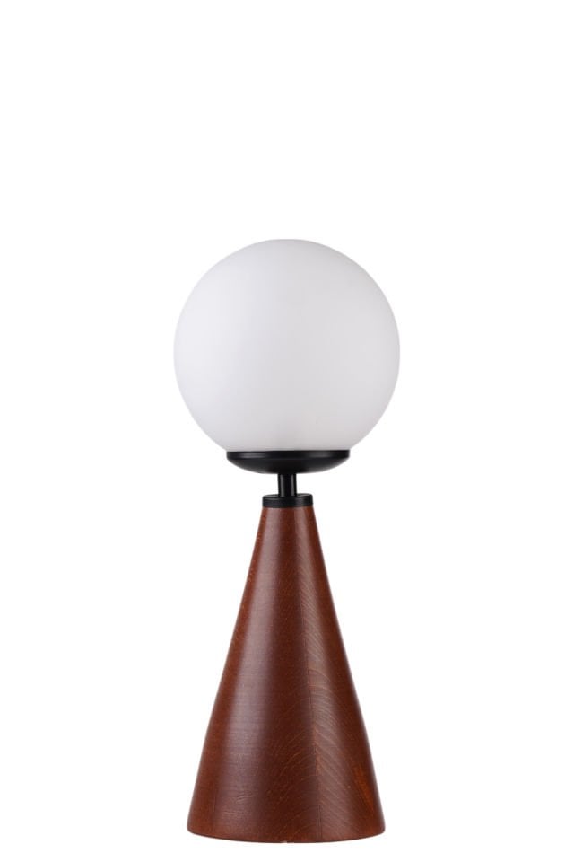 JUNO CEVİZ BEYAZ CAMLI MASA LAMBASI