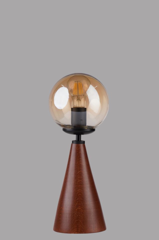 JUNO CEVİZ BAL CAMLI MASA LAMBASI