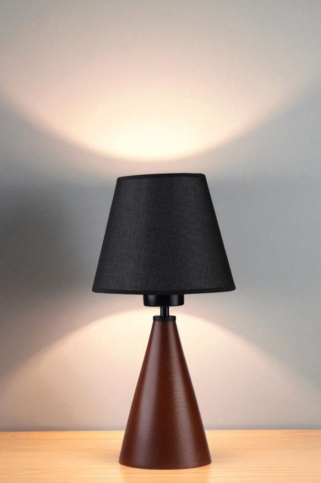 JUNO CEVİZ HASIR SİYAH ABAJURLU MASA LAMBASI