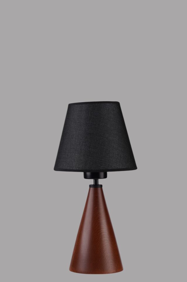 JUNO CEVİZ HASIR SİYAH ABAJURLU MASA LAMBASI