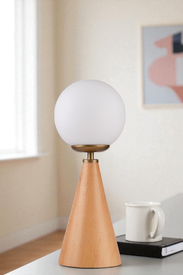 JUNO NATUREL BEYAZ CAMLI MASA LAMBASI