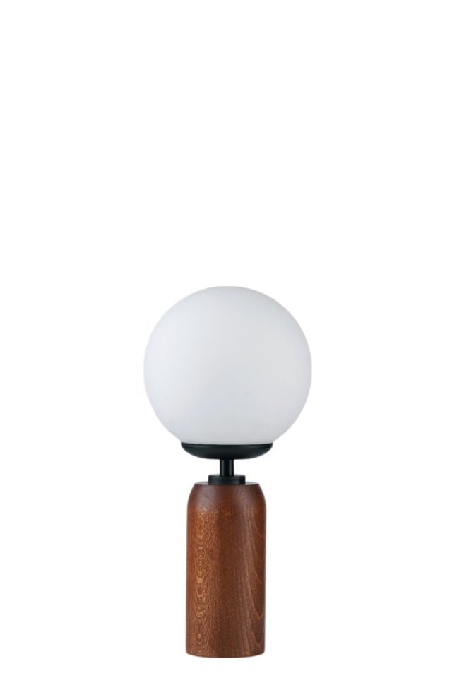 LOLE CEVİZ BEYAZ CAMLI MASA LAMBASI