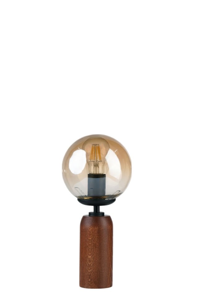 LOLE CEVİZ BAL CAMLI MASA LAMBASI