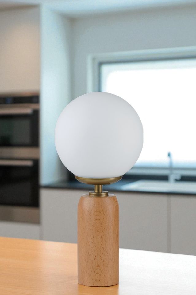 LOLE NATUREL BEYAZ CAMLI MASA LAMBASI