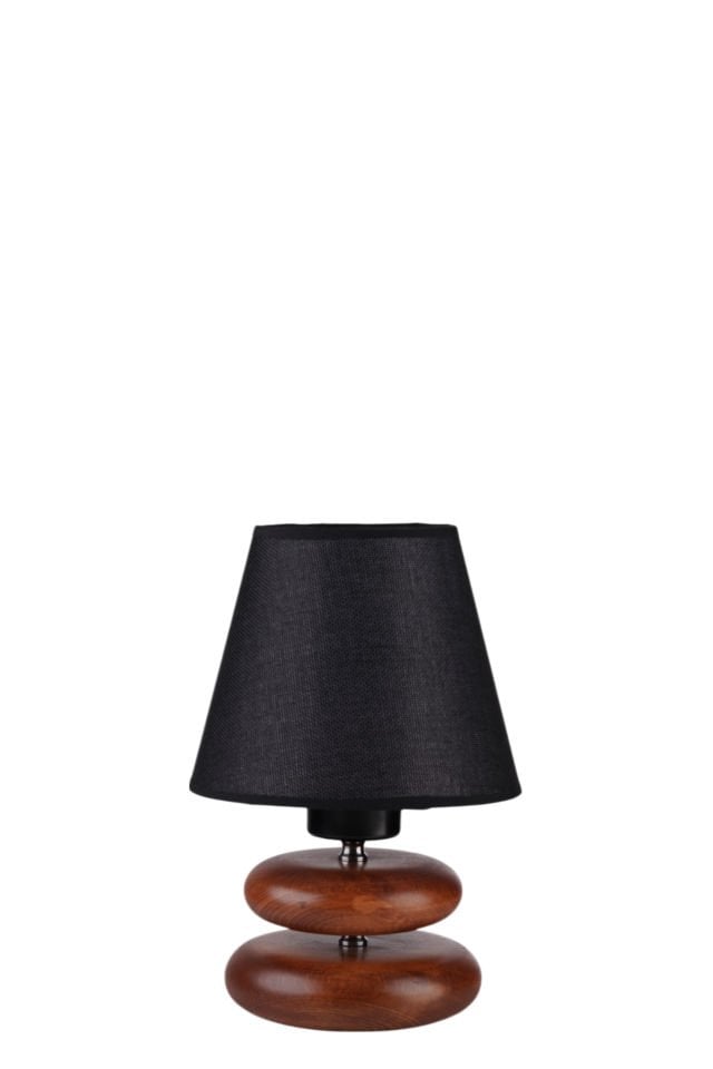 MARS CEVİZ HASIR SİYAH ABAJURLU MASA LAMBASI