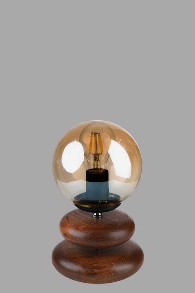 MARS CEVİZ BAL CAMLI MASA LAMBASI