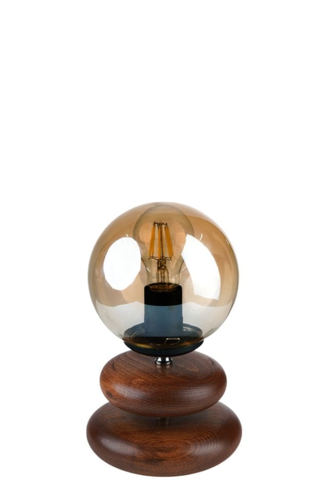 MARS CEVİZ BAL CAMLI MASA LAMBASI