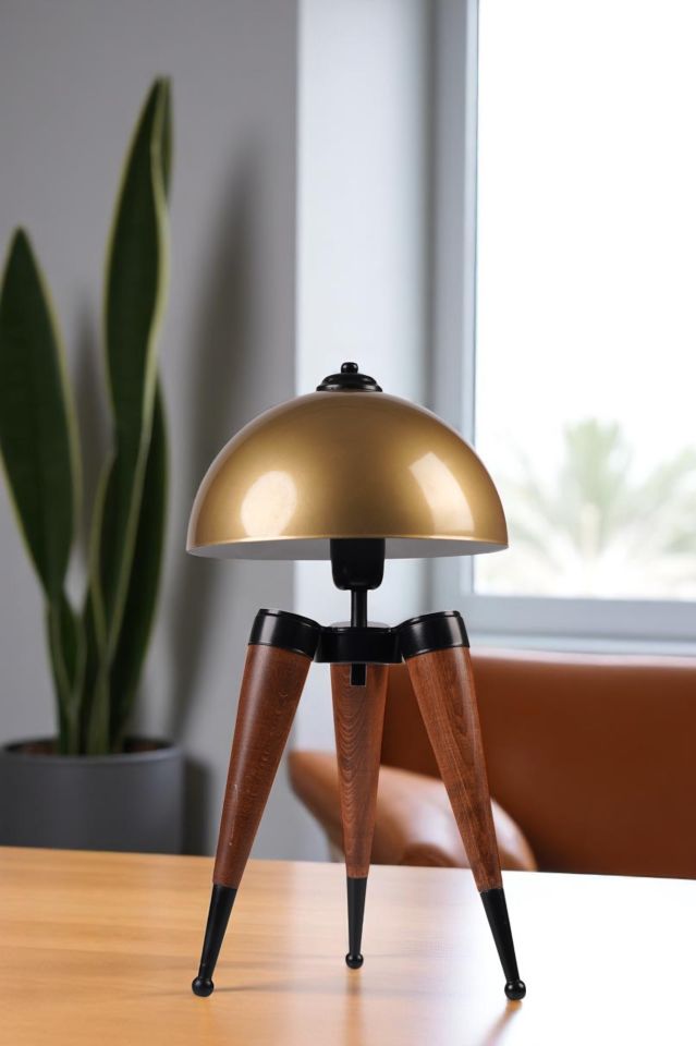 STİL CEVİZ ESKİTME RETRO BAŞLIKLI MASA LAMBASI