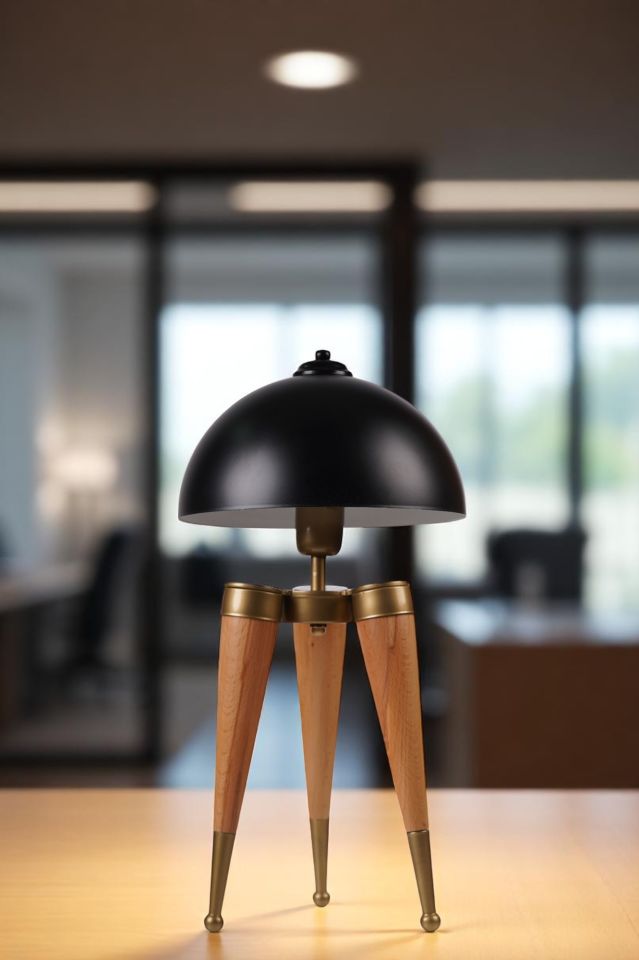 STİL NATUREL SİYAH RETRO BAŞLIKLI MASA LAMBASI