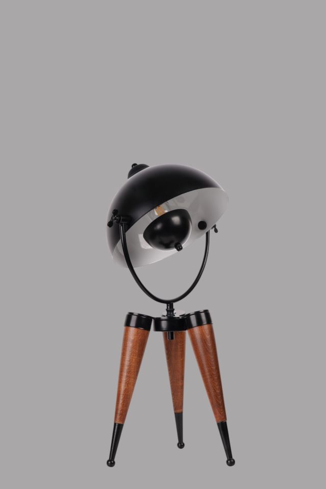 YENİ STİL CEVİZ SİYAH RETRO BAŞLIKLI MASA LAMBASI