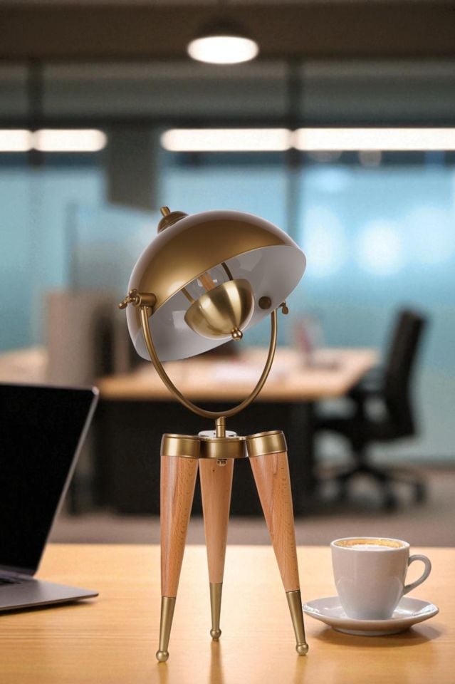 YENİ STİL NATUREL ESKİTME RETRO BAŞLIKLI MASA LAMBASI