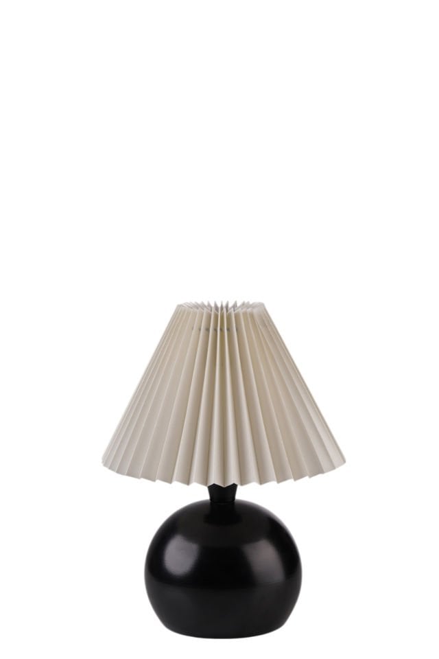 OLİVER SİYAH PİLELİ KREM ABAJURLU MASA LAMBASI