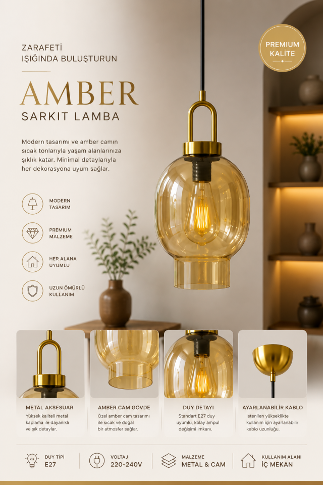 AURA TEKLİ BAL CAMLI ESKİTME SARKIT