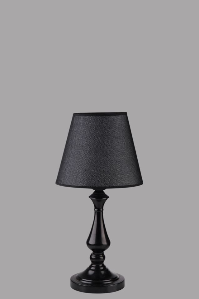 MEGAN SİYAH PRAMİT HASIR SİYAH ABAJURLU MASA LAMBASI