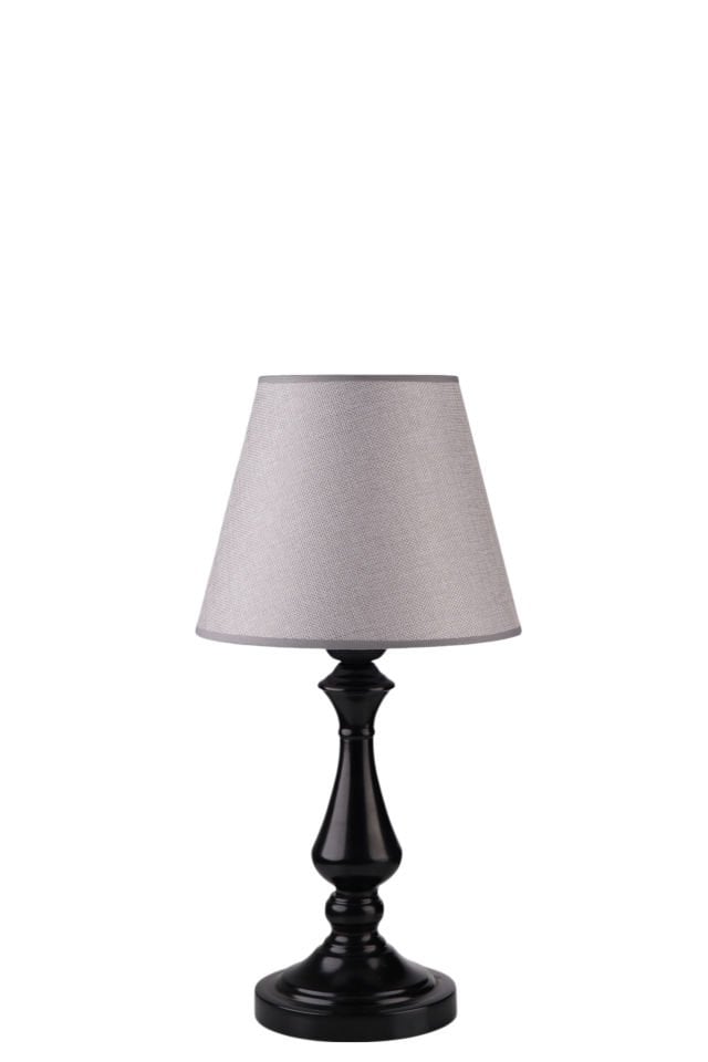 MEGAN SİYAH PRAMİT HASIR GRİ ABAJURLU MASA LAMBASI