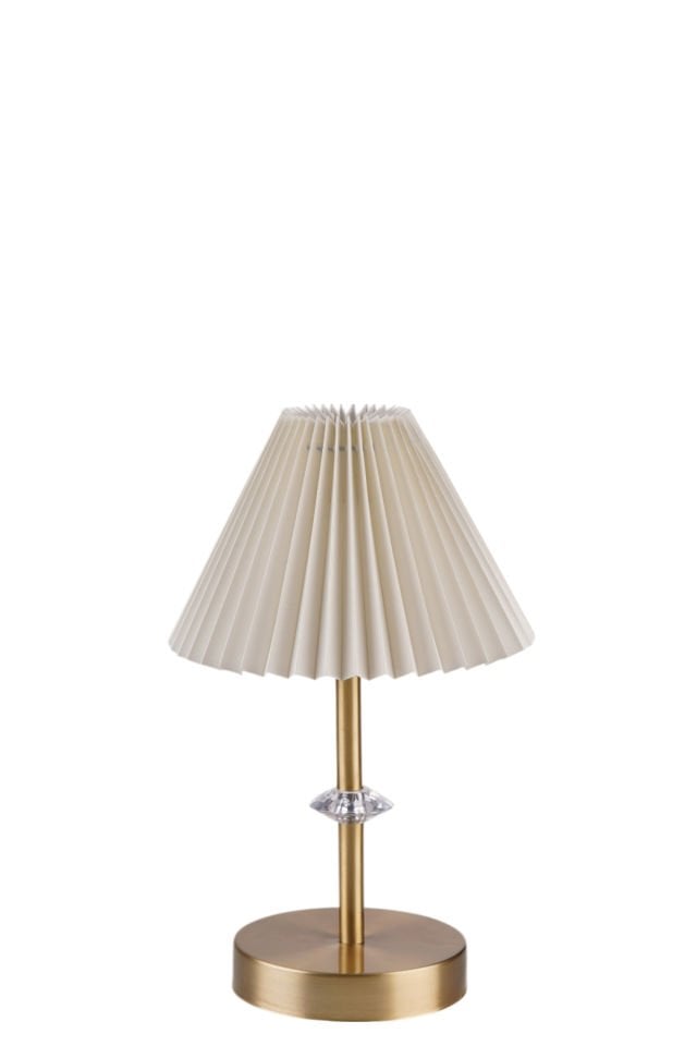 ÜSKÜP ESKİTME PİLELİ KREM ABAJURLU MASA LAMBASI