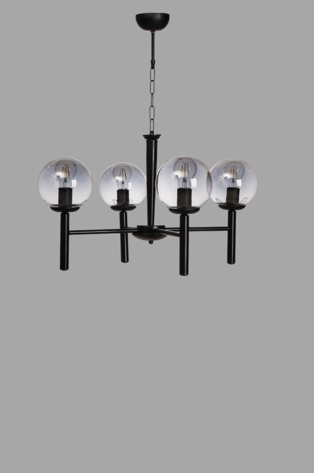 LUKE 4 LÜ SİYAH FÜME CAMLI AVİZE