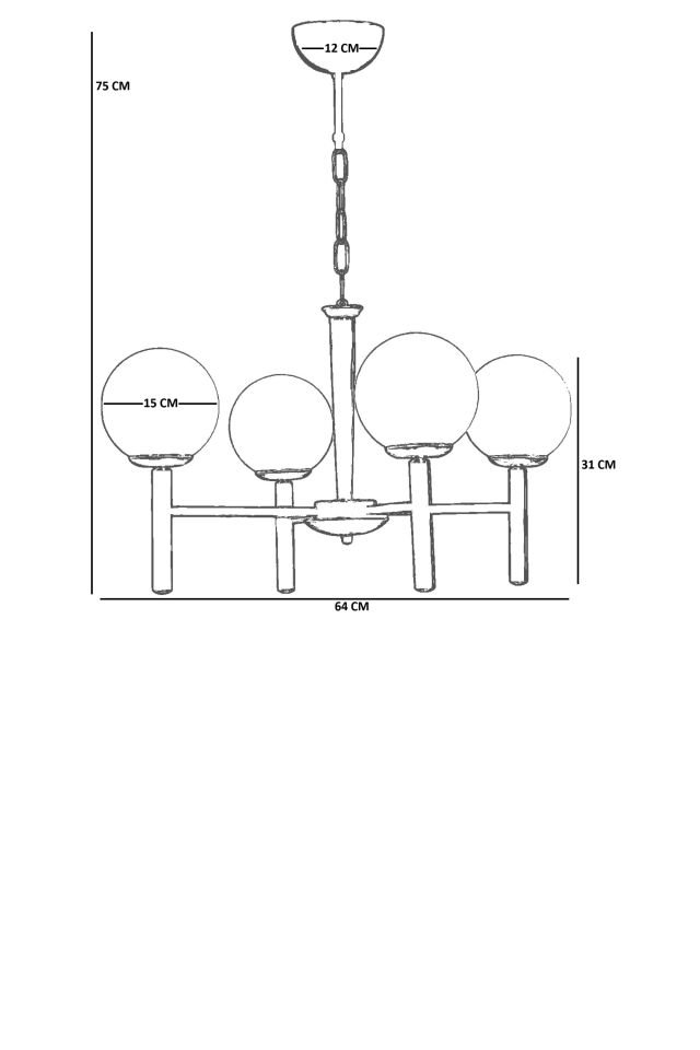 LUKE 4 LÜ SİYAH FÜME CAMLI AVİZE