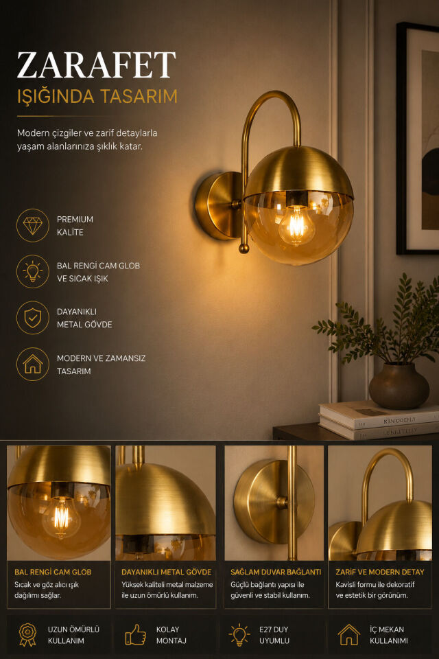 KÜRE APLİK ESKİTME BAL CAMLI(PROMOSYON)