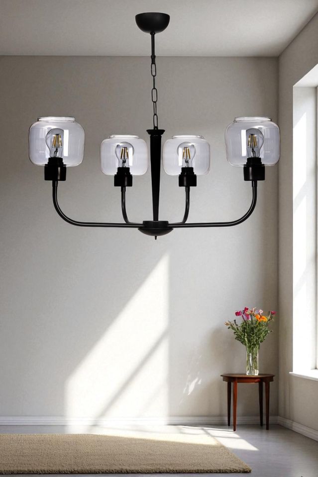 APOLLO 4 LÜ ESKİTME FÜME CAMLI AVİZE