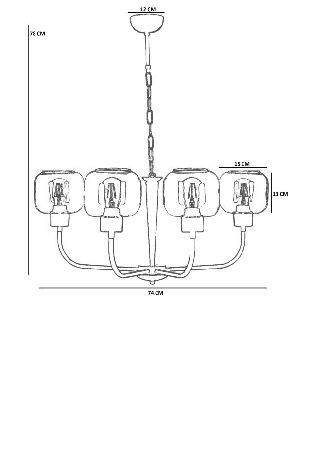 APOLLO 4 LÜ ESKİTME FÜME CAMLI AVİZE