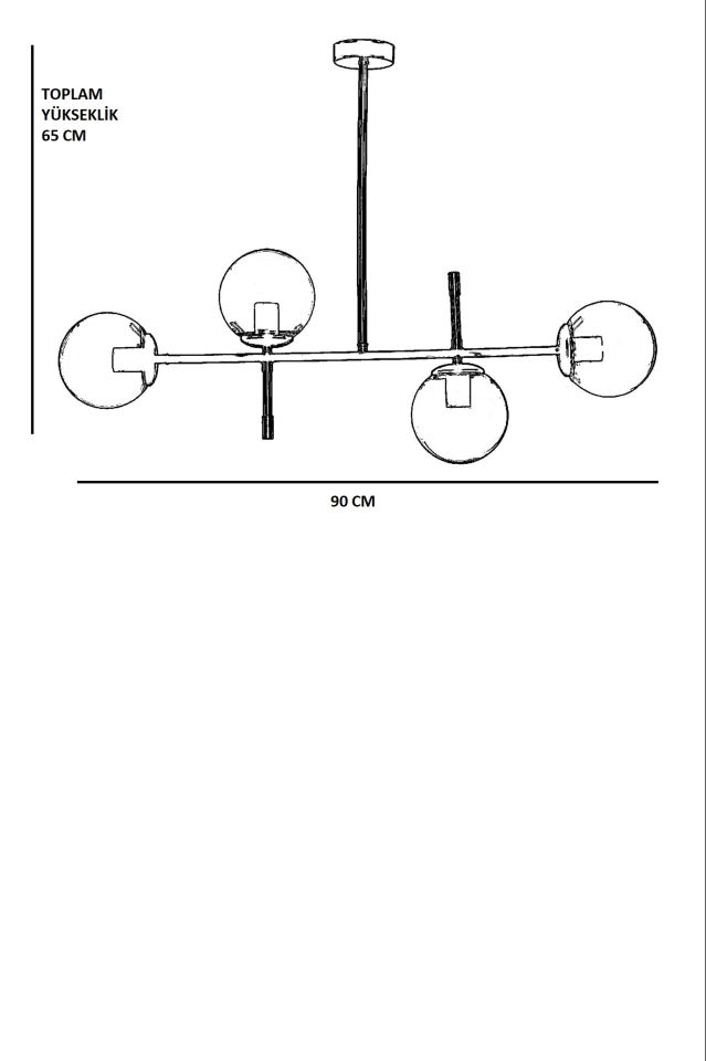 FAVORİ 4 LÜ GRİ BEYAZ CAMLI AVİZE