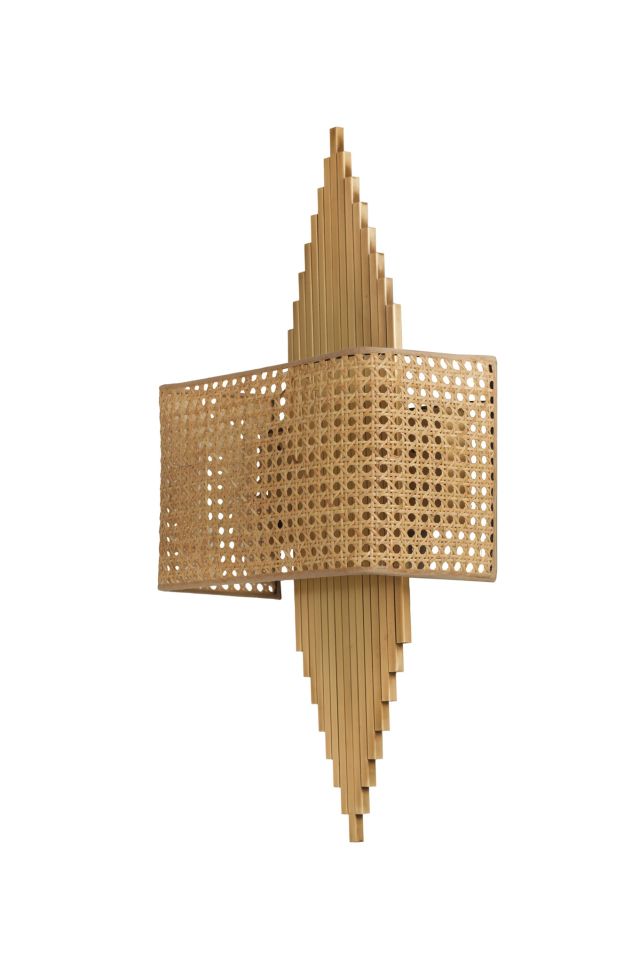 ASLI PİLLİ ESKİTME DİKDÖRTGEN RATTAN ABAJURLU APLİK